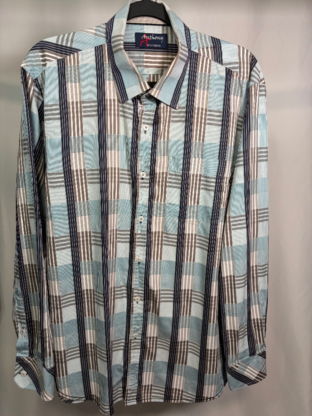 Anthony of London Plaid Cotton Button-Down Shirt – Men’s L / 16½